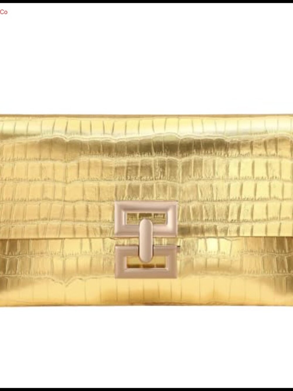 Croc-Embossed Faux Leather Envelope Clutch Evening Bag
